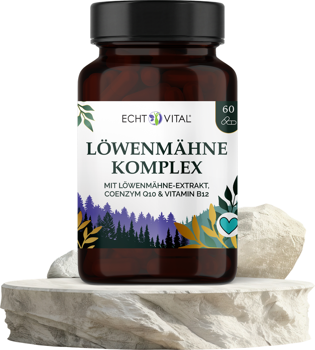 Löwenmähne Komplex mit Löwenmähne Extrakt, Q10 und B12 - ECHT VITAL Premium Qualität